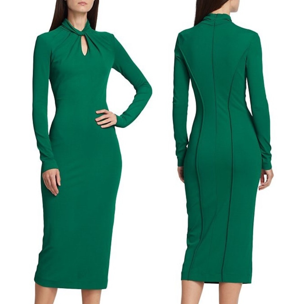 *RARE* Giorgio Armani Twisted-Neck Green Dress, size 40, ASO Meghan Markle